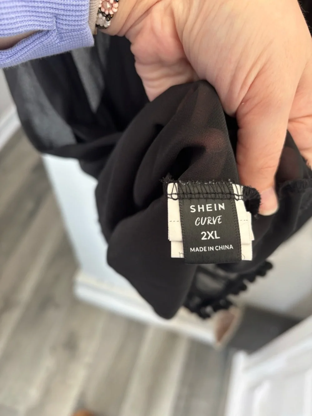 ✨3/$30✨ SHEIN Vacay Black Lace Trim Swim Cover-Up | Pom-Pom Hem | 2XL | NWOT - Picture 3 of 3